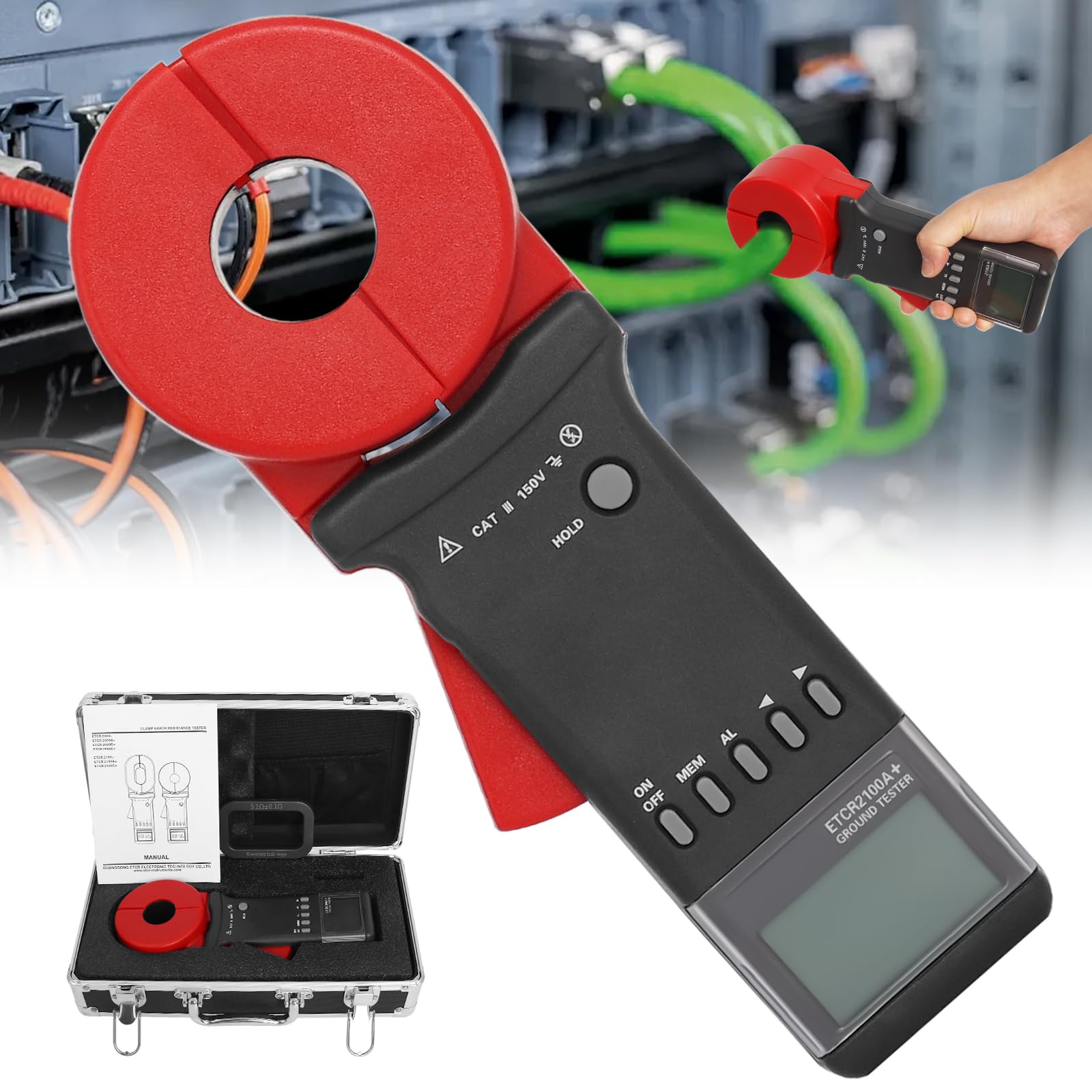 ETCR2100A+ Ground Resistance Meter Earth Tester Clamp Digital for